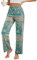 HAPYWER Jogginghose Damen Lange Hose Gerades Bein Haremshose luftig Lang Yogahose Locker Schlupfhose mit Tasche(Flower68,XL)