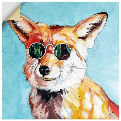 ARTland Wanddeko Wandtattoo selbstklebende Vinylfolie 50x50 cm Tiere phantastische Tierwesen Cool kleiner Fuchs Porträt Sonnenbrille U5BF