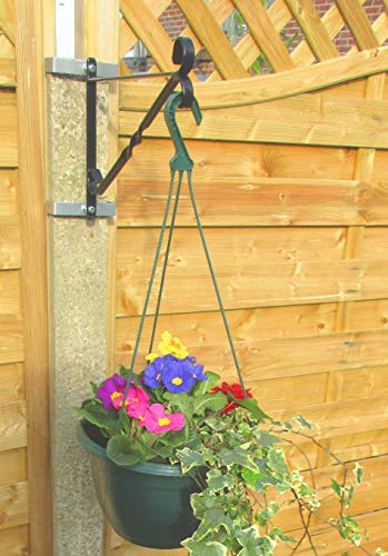 Pair of 10 Black Hanging Basket/Shelf Brackets with 4 Concrete Fence-Post mounting Brackets
