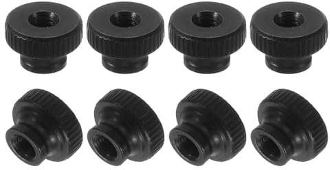 QUARKZMAN Tuercas de Pulgar Estriadas, 12 Piezas de Tuercas de Acero al Carbono M4 de Cabeza Alta con Agujero Pasante para Piezas de Impresoras 3D, Negras