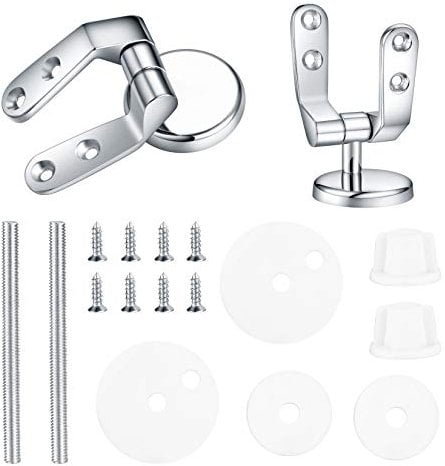 2 Pcs Toilet Seat Hinges Replacement, Chrome Finished Toilet Seat Hinge Fixings, Toilet Seat Hardware for Most Toilet Seats Parts
