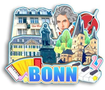Quwsne Kühlschrankmagnet Bonn Deutschland Kühlschrankmagnet Stadt Reise Souvenirs Touristengeschenke 3D klassische Sehenswürdigkeiten handgefertigt Handwerk Heimdekoration – 1421