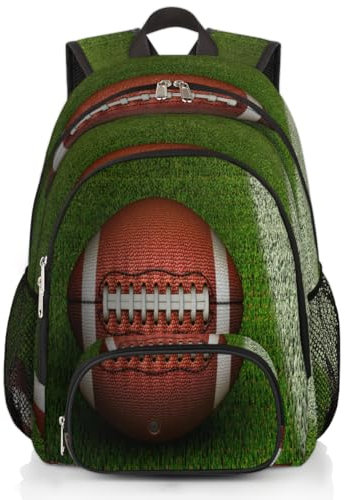 American Football Feldball-Rucksack, große Kapazität, Schultasche, Rucksack, Wandern, Reisen, lässiger Laptop-Tagesrucksack für Kinder, Jungen, Mädchen, Männer, Frauen, farbig, XXL