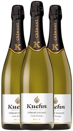 Kuehn Prestige Brut Crémant d'Alsace 75 cl Weißer Sekt (Karton mit 3 Flaschen von 75 cl)