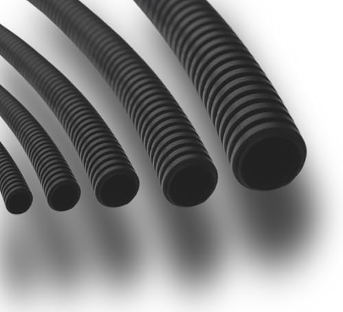 Corrugated Pipe, Unslotted Cable Protection, Polypropylene, 2 to 50 m, Protective Tube, Marten Protection, UV-Resistant Cable Tube, Flame Retardant & Slotted Cable Duct, (10 Metres, Diameter 50 mm