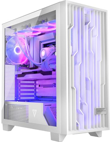 MODECOM Volcano PERUN APEX ARGB MIDI Gaming PC-Gehäuse Weiß | Mid Tower ATX Gehäuse mit Lüfter | Computer Case mit Glasfenster & Kabelmanagement | Optimierter Airflow für Gaming PC Konfiguration