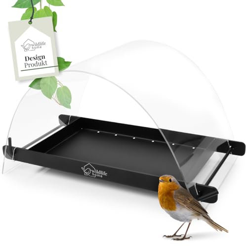 WILDLIFE HOME Vogelfutterspender I Wetterbeständige Design Bodenfutterstation für Wildvögel I Futterspender für Vögel wie Rotkehlchen, Amsel, Meisen, Vogelhaus für Garten & Balkon