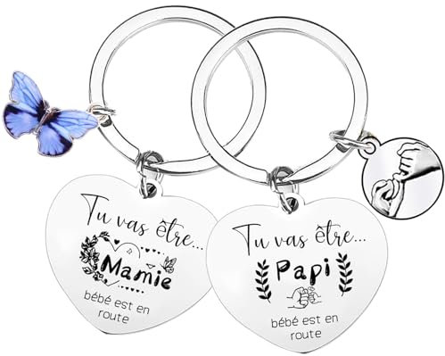 Lumengqi Porte-clés Mamie Papi 2 Pièces - Cadeau Idée Grand Parents pour Noël, Fête Des Grands-Mères, Anniversaire - Meilleur Mamie & Papy Du Monde