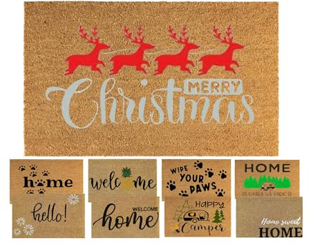MYPURECORE Coir Door Mat (60x40cm) - Non-Slip & Absorbent, Indoor/Outdoor, Eco-Friendly - Ideal as Front Door, Entrance, Floor, Welcome Mat - Large Size, Dirt Trapper, Washable (XMASS)