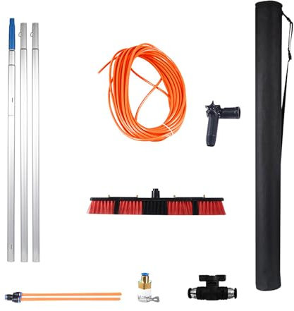 Spazzola di Pulizia Estensibile da 3-12 m, idropulitrice telescopica Multiuso con Testa Spazzola da 55 cm per Pannelli solari, finestre, Camion, Autobus e Auto, 300 cm