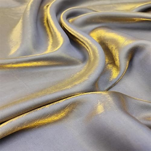 YKAFADE Satin Stoff Meterware 300cm * 150cm Modestoff Deko-Stoff Kostümstoff zum Nähen Bunt Glanz Satin Hauch Zart,zum Dekorieren Basteln Für Hochzeitskleider Tischdecken Vorhänge -Gold Blau