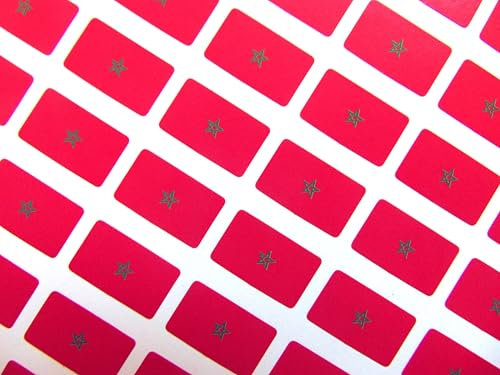 Lot de 64 mini étiquettes autocollantes Motif drapeau du Maroc 20 x 12 mm