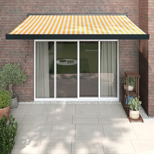 Tenda da sole a scomparsa, 3 x 2,5 m, in tessuto e alluminio, colore: giallo e bianco