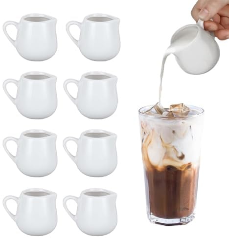 Milchkännchen Porzellan, Milchkännchen Klein Art Keramik Milchkännchen Weiß, Mini Keramik Creamer Milchkanne, Milchkännchen mit Griff Milchkanne Porzellan, für Cappuccino, Latte Art, Milch, Saucen