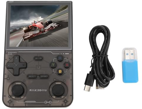 Locadence Retro Handheld Game Console, 3,5 Zoll 640X480 Bildschirm Wieder Aufladbar Dual Joystick Handheld Game Player mit 64G Karte Über 10000 Spiele für Freizeitunterhaltung (Schwarz)