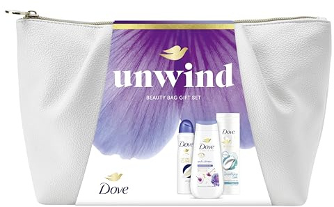 Dove Gift Set Unwind Beauty Bag Collection with a body wash, a body lotion and an anti-perspirant perfect for any occasion 3 piece