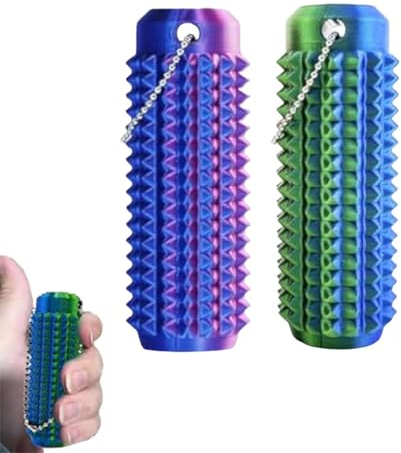 Dinghaole 2PCS Erwachsene Stress Reduzierung Schlüsselanhänger - Punched Sense Schlüsselanhänger Mit Lila Und Grün Glänzende Oberfläche, Tragbares Büro Und Reise Angstdämpfer