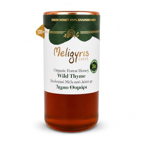 Meligyris Miele Bio Foresta Timo Selvatico Creta (450g) | Prodotto biologico grezzo, non filtrato e 100% naturale- una delizia artigianale greca