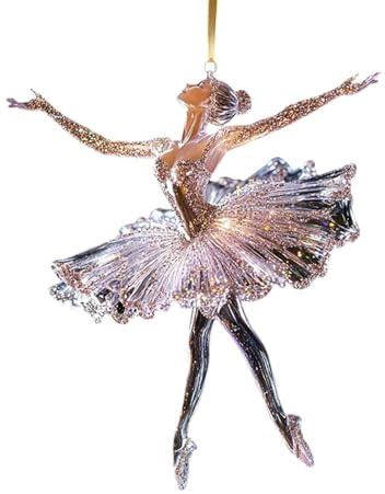 Nishiyuenyi Weihnachtsbaum Anhänger Acryl Ballerina Dekorationspendel Baumfigur Baumschmuck mit Glitzerndem 2D Effekt für Wohnzimmer Schlafzimmer Feier 9cmx6cm