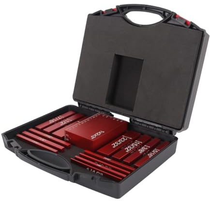 Alide 15-teiliges Endmaß-Set, Aluminiumlegierung, hochpräzise Einstellstangen, Testhöhen-Endmaß-Messwerkzeug mit Koffer für Oberfräse und Tischkreissäge