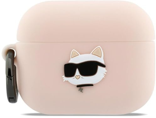 CG Mobile Karl Lagerfeld Silikonhülle mit Chaupette-Kopf-Motiv für AirPods Pro 3 (Pink)
