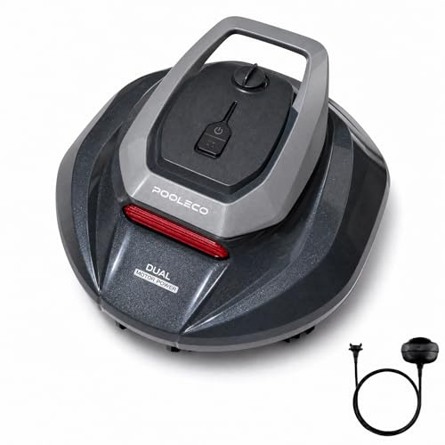 Pooleco 10 Robot Limpiafondos Automático sin Cable, 90Min, 80m², Recogida sin Palo, Autoaparcamiento, 2 Motores, Fácil de Usar para Piscina Elevada y Enterrada