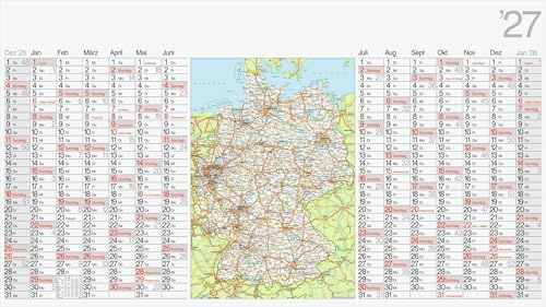 rido/idé 7033680007 Plakatkalender 2027 1140×640 mm: 1 Seite = 14 Monate