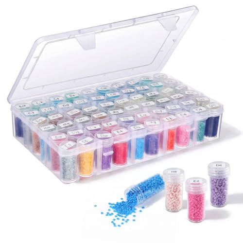 Caja de pintura de diamantes de 60 capas, bolsa de manualidades de 15 cuadrados con sección ajustable, soporte de cuentas denso, organizador de cuentas y organizador de accesorios de arte de diamantes