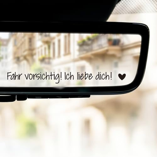 9 Stück Aufkleber Fahr vorsichtig ich liebe dich - Auto Spiegel Sticker Ich brauch dich hier bei mir Aufkleber - Pass auf dich auf, Rückspiegel Geschenk für Fahrer Autospiegel Autofenster Deko