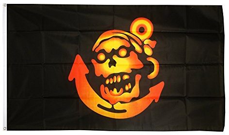 Flaggenfritze Fahne/Flagge Pirat golden mit Anker + gratis Sticker