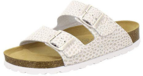 AFS-Schuhe 2100, Bequeme Damen Pantoletten echt Leder, praktische Arbeitsschuhe, Hausschuhe, Handmade in Germany (40 EU, Beige/Crocco)