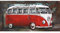 Vintage Line Handgefertigtes Metallbild 3D-Optik Verschiedene Größen Kunst Bild Wandbild (Metallbild Bus in rot (ca. 80x40 cm))