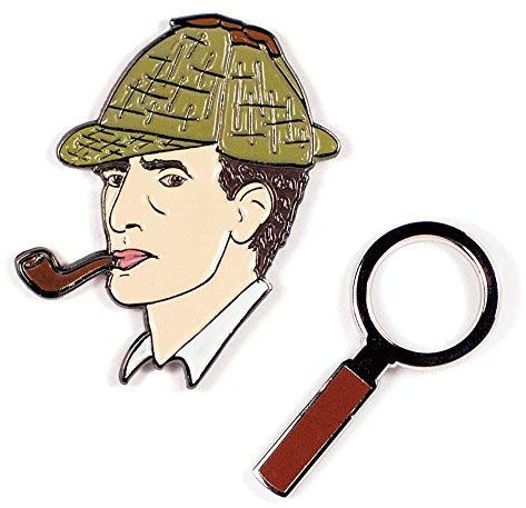 Sherlock Holmes Magnifying Glass Enamel Pin Set - 2 Unique Colored Metal Lapel Pins