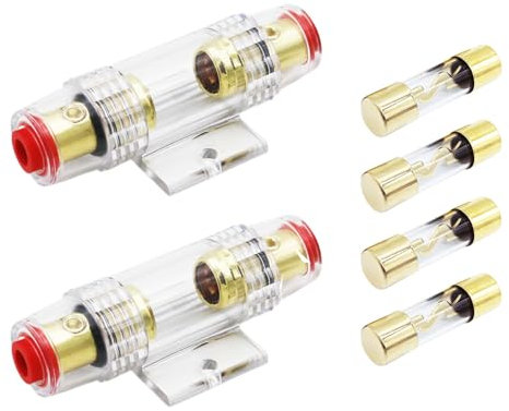 Carviya 4-8 Gauge AWG Inline-Sicherungshalter mit zwei 60A AGU Typ Sicherungen für Auto-Audio/Alarm/Verstärker/Kompressoren (2 Stück)