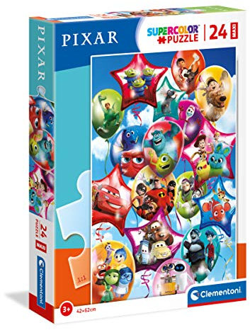 Clementoni 24215 Maxi Pixar Party – Puzzle 24 Teile ab 3 Jahren, farbenfrohes Kinderpuzzle mit extra großen Puzzleteilen, Geschicklichkeitsspiel für Kinder