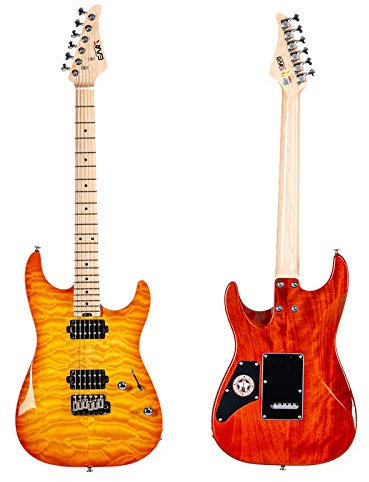 EART E-Gitarre 6-String Solid-Body 22 Bünde, Single, Single und Double Pickups, Musikstilumschaltung, klarer Ton, für Verschiedene Bedürfnisse (Bernstein)