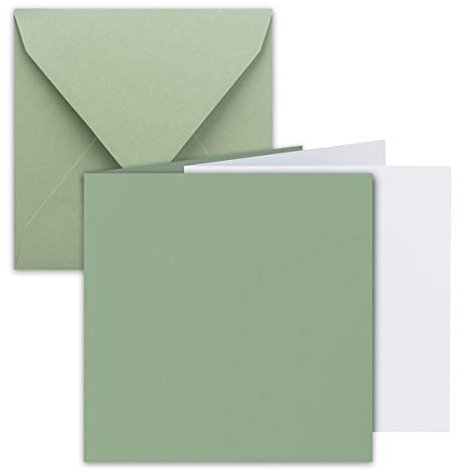 15x Quadratisches Falt-Karten Set - 15 x 15 cm - mit Brief-Umschlägen & Einlegeblättern - Eukalyptus - FarbenFroh by GUSTAV NEUSER