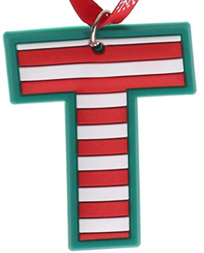 Letter T Initial Hanging Christmas Tree Decoration Silicone Ornament Novelty Bauble - Stocking Filler - Secret Santa - Colourful Multicoloured - Small Gift - Funny