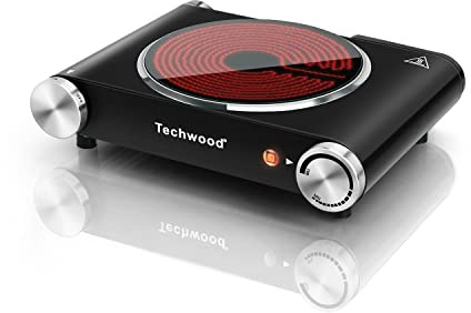 Hot Plate, Techwood Single Burner for Cooking, 1200W Portable Infrared Ceramic Electric Stove with Adjustable Temperature, 7.1” Cooktop for Home/RV/Camp, Compatible for All Cookwares, Black