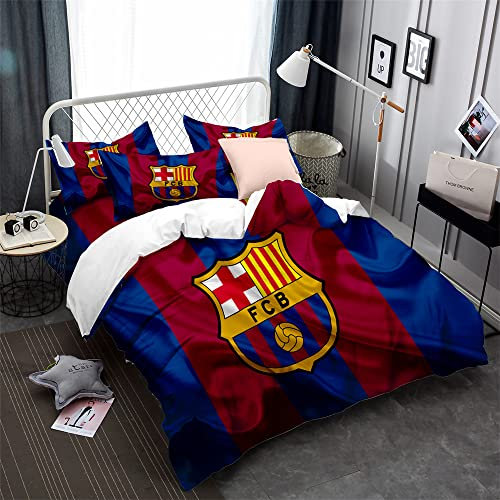 CHAOSE-DEB Fußballmannschaft FC Barcelona Bettbezug Polyester Kinderbettwäsche Bettbezug Und Kissenbezug Baumwolle Mit Fadenzahl 90 (Muster 06,135 x 200 cm)