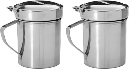 Space Home - Set de Grasera Inox con Filtro - Colador de Aceite - Separador de Aceite - Acero Inoxidable - Tapa Extraíble - 700 ml - 2 Unidades