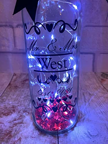 Mr and Mrs Wedding Gift, Anniversary Light up Bottle Gift for Couple Who Has Everything, Personalised Valentines Gifts for Wife, Newlyweds Gift, Gay Wedding Gifts, Vow Renewal Gifts, Husband and Wife