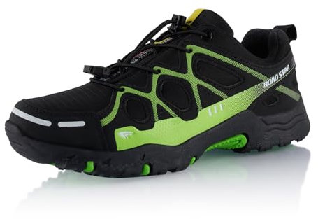 Fusskleidung® Damen Herren Wanderschuhe atmungsaktive Trekkingschuhe Schwarz Grün EU 45