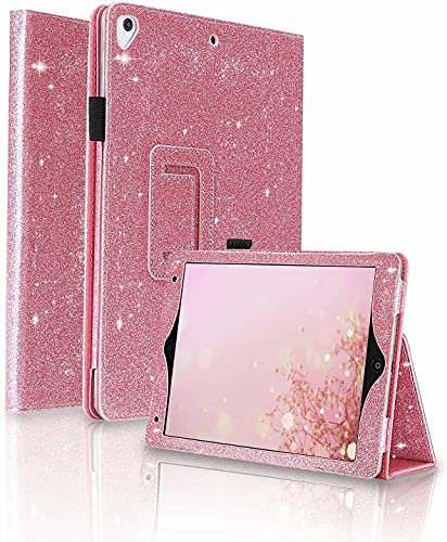 Étui pour iPad Air 9,7 Pouces, étui pour iPad Air 2 5ème 6ème génération Pro 2016 avec Fermeture magnétique à Paillettes et Support Intelligent pour Apple iPad 2017-2018 (Rose Flip 9,7)