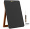 Tableau blanc de bureau en verre noir effaçable à sec avec support en bois réversible, petit chevalet portable pour bureau, bloc-notes réutilisable, 24,1 x 17 cm pour bureau, maison, école, marqueur