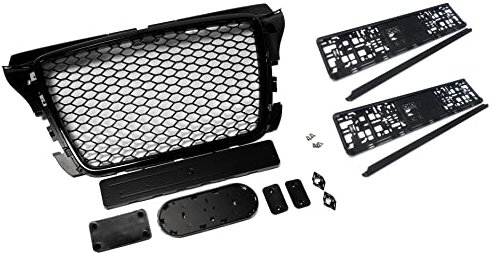 Kompatibel mit A3 8P Kühlergrill Wabengrill Front Grill mit Emblemhalter Kennzeichenhalter PDC 08-13