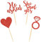 Donoter 24 Stück rote Glitzer-Cupcake-Toppers He Asked She Said Yes Diamantring Herz Cupcake Picks für Hochzeit, Brautparty, Party, Kuchendekorationen