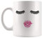 Fonhark - Lashes and Lippenstift Kaffeetasse, Wimpernbecher, Mädchenbecher, 325 ml Kaffeetasse, Weiß