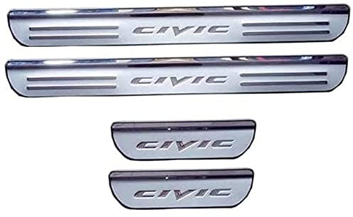 4 Stück Edelstahl Einstiegsleisten Schutz Auto für Hon-da Civic 2006-2018, Kratzschutz Türschweller Schutzstreifen Willkommenspedal Abdeckung Rutschfestes Aufkleber Auto Zubehör