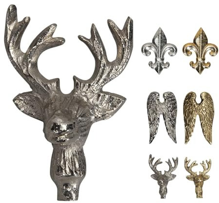 NETPROSHOP Kerzenpin 1 Stück Flügel oder Hirsch oder Lilie zum Anstecken an Kerzen Advent ca.4x6 cm, Farbe:Silber, Auswahl:Hirschkopf